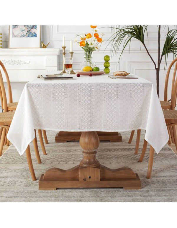 French style garden lace tablecloth, all cotton hollow out photo, white embroidered tea table table cloth, one tablecloth for distribution