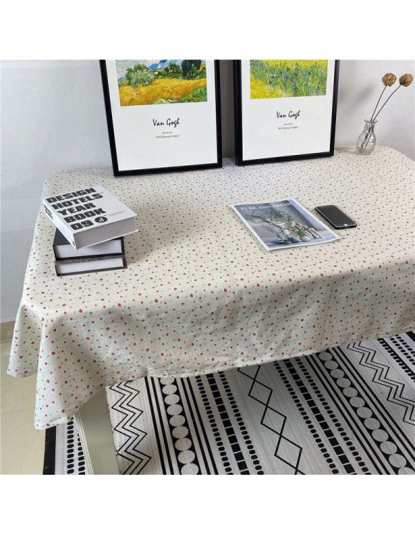 Korean retro blue floral tablecloth ins style rose picnicking cloth background cloth cotton linen tea table cloth