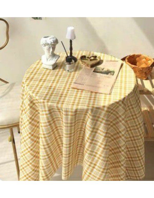 Korean vintage ins simple plaid tablecloth student desk cloth picnic cloth girl heart background cloth photo props