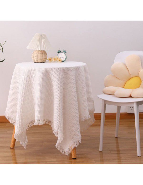 Nordic ins style white tablecloth French tea table mattress bedside desk picnic cloth dustproof sofa towel full cover wholesale