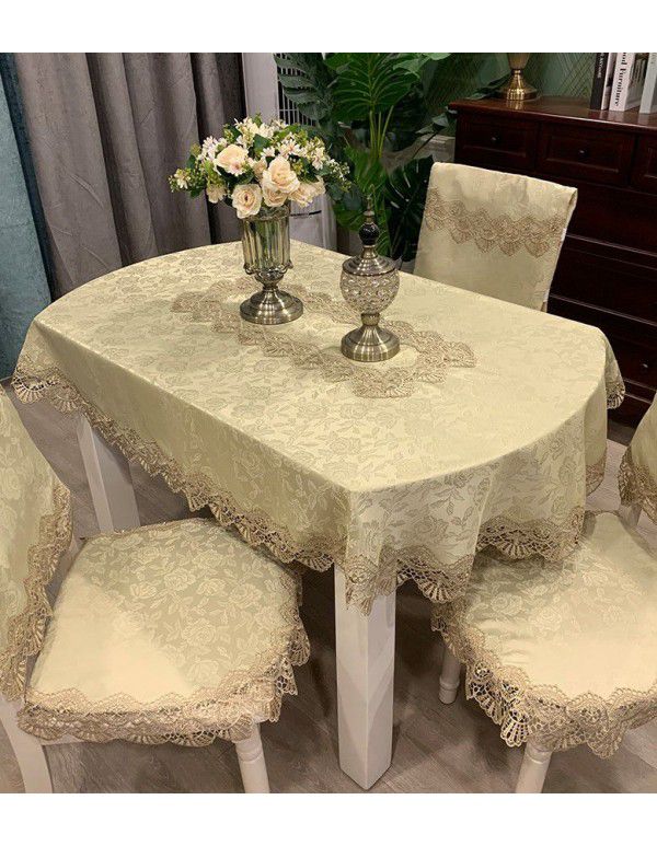 European Lace Living Room Simple Tea Table Table Cloth Hotel Household Round Round Table Table Cloth Light Luxury Fabric