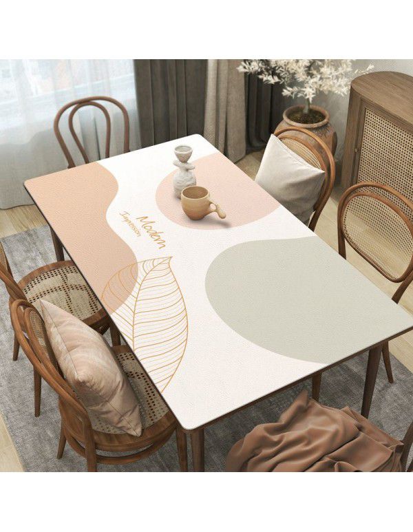 Simple style leather tablecloth waterproof, oil proof, wash free rectangular hot tea table mat PU leather tablecloth table mat