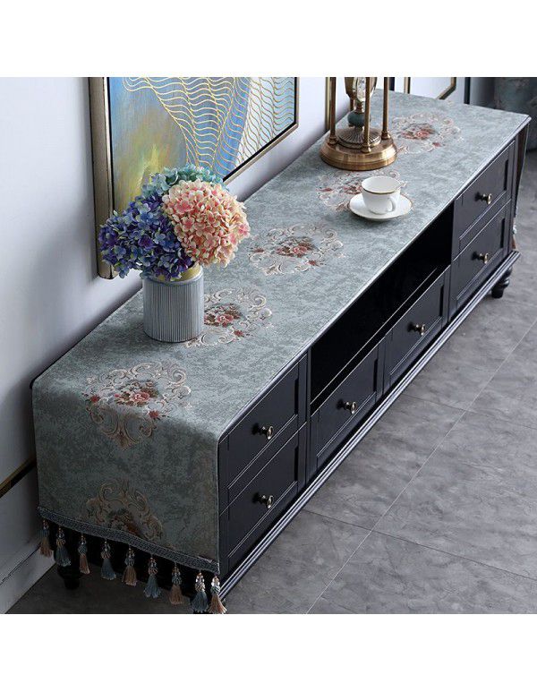 European style TV cabinet cover cloth, table cloth, rectangular tea table, living room, dust-proof cover, table cloth, table mat, shoe cabinet cloth