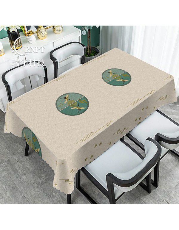 Simple and retro Chinese style national style tablecloth waterproof and oil proof PVC plastic tablecloth rectangular tea table tablecloth