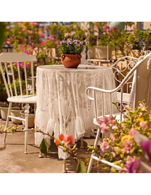 Cross border French rococo ruffle tablecloth American lace ins style hood net red European square table cloth