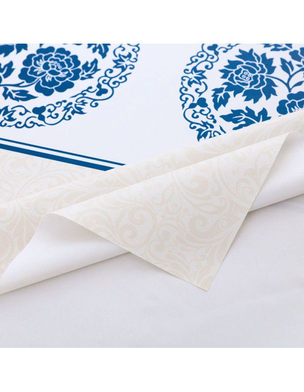 Chinese table cloth waterproof, oil proof, wash free, hot resistant pvc table cloth rectangular oval table mat ins