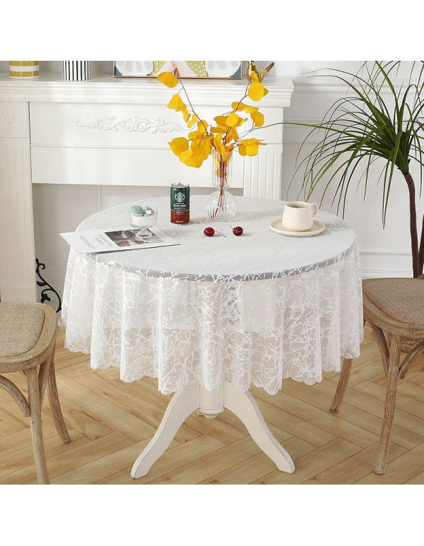 Lace tablecloth round small round table cloth Nordic vintage white ins style tablecloth net red dessert table cover