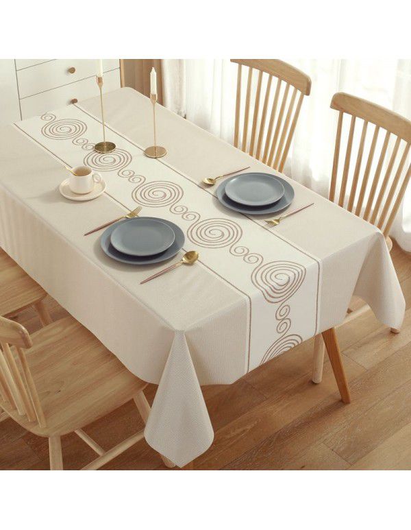 Table cloth waterproof, oil proof, wash free and hot resistant household table cloth rectangular tea table cloth Nordic simple table cloth