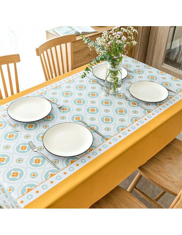 Leather tablecloth, waterproof, oil proof, wash free, rectangular tablecloth, tea table mat, ins style, pvc like, light and luxurious