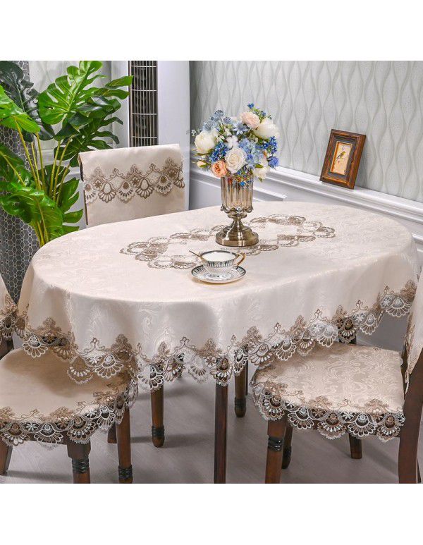 European Lace Living Room Simple Tea Table Table Cloth Hotel Household Round Round Table Table Cloth Light Luxury Fabric