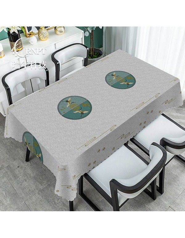 Simple and retro Chinese style national style tablecloth waterproof and oil proof PVC plastic tablecloth rectangular tea table tablecloth