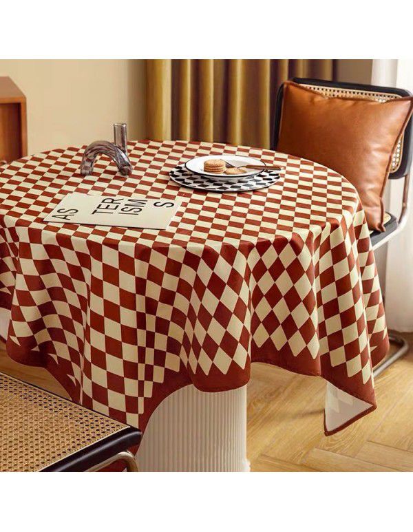 Nordic rhombic plaid tablecloth home decoration rectangular table round table tablecloth cloth tea table mat ins dust cover