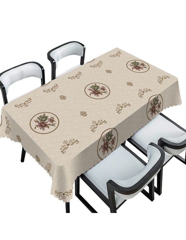 Simple and retro Chinese style national style tablecloth waterproof and oil proof PVC plastic tablecloth rectangular tea table tablecloth