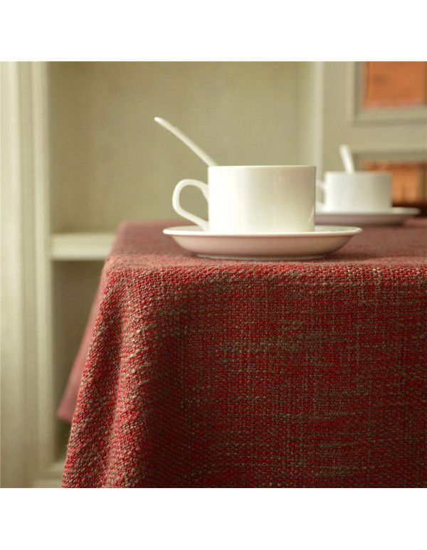 Coarse linen table cloth, tea table, Nordic style, solid color, round table cloth, Japanese cotton and linen conference table, rectangular household