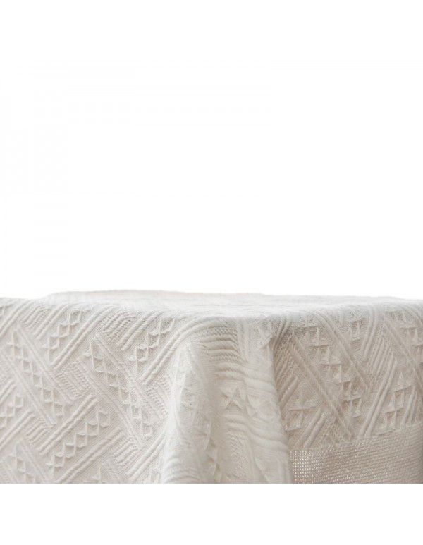 Photographic tablecloth ins wind light luxury high sense lace white cotton linen desk cloth rectangular tea table round table mat