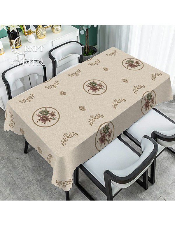 Simple and retro Chinese style national style tablecloth waterproof and oil proof PVC plastic tablecloth rectangular tea table tablecloth