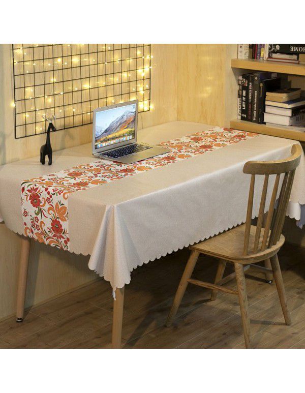 Table flag, table cloth, waterproof, oil proof, wash free net, red table cloth, Nordic style, rectangular tea table cloth, home