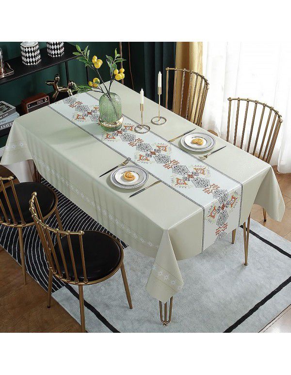 Table cloth waterproof, oil proof, wash free and hot resistant household table cloth rectangular tea table cloth Nordic simple table cloth