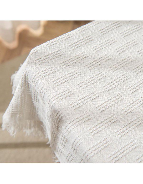 Photographic tablecloth ins wind light luxury high sense lace white cotton linen desk cloth rectangular tea table round table mat