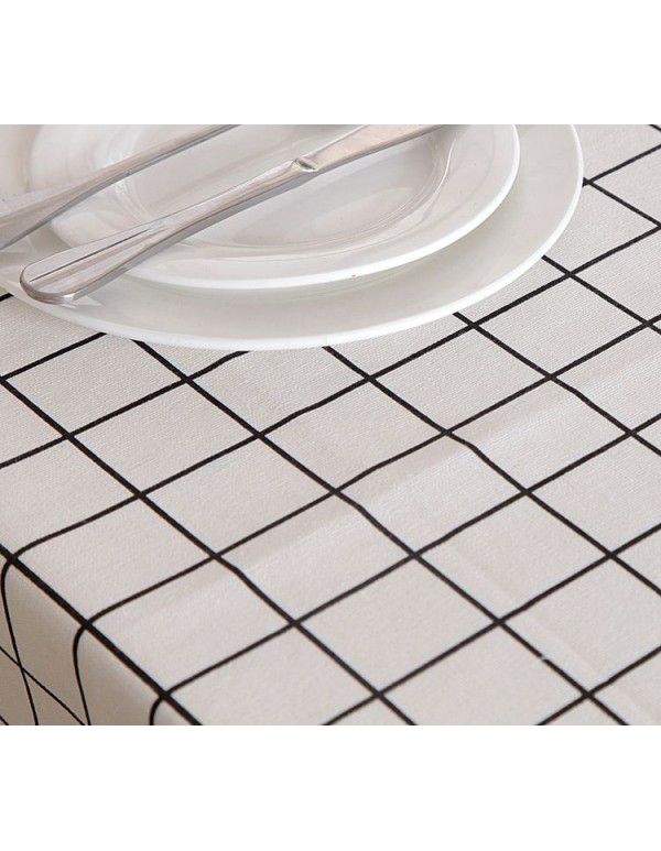 Spot tablecloth simple pastoral lattice household geometric rectangular tea table tablecloth table suitable for hotel restaurants