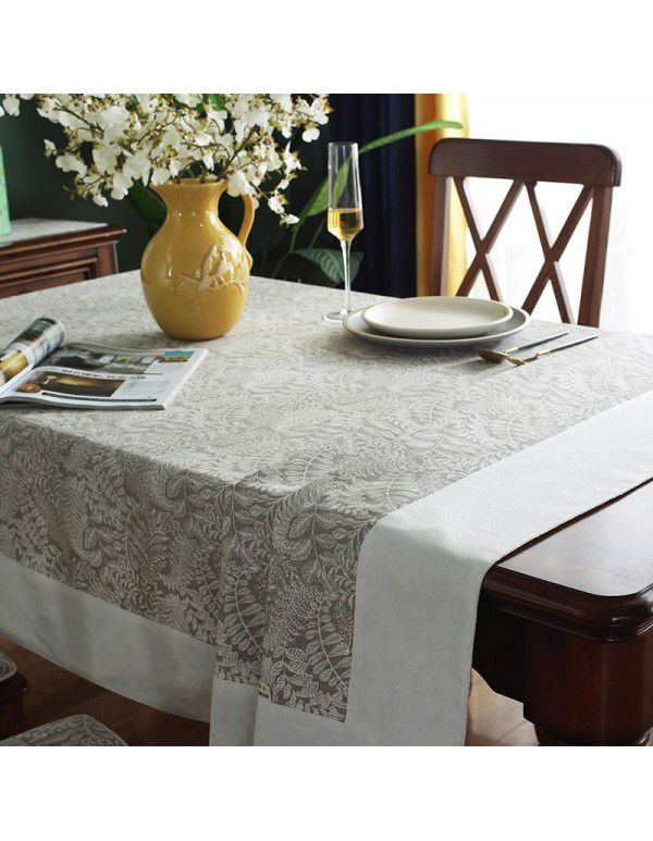 Cross border American retro pastoral tablecloth pad cotton linen restaurant tablecloth rectangular household tea table tablecloth wholesale