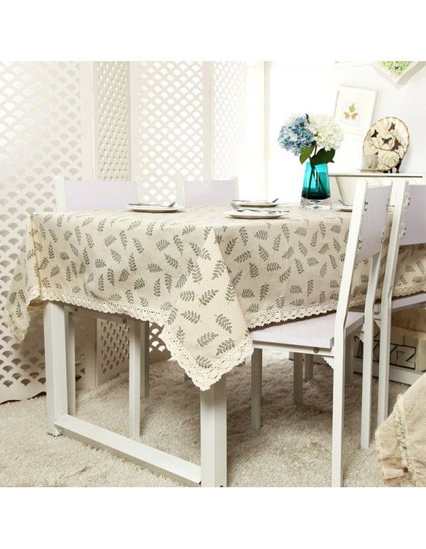 Modern simple polyester cotton fresh green olive branch lace tablecloth tea table table cloth tablecloth cover