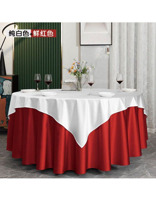 Hotel Round Table Table Cloth Hotel Round Table Restaurant Round Table Cloth Solid Color Banquet New Chinese Fabric Art