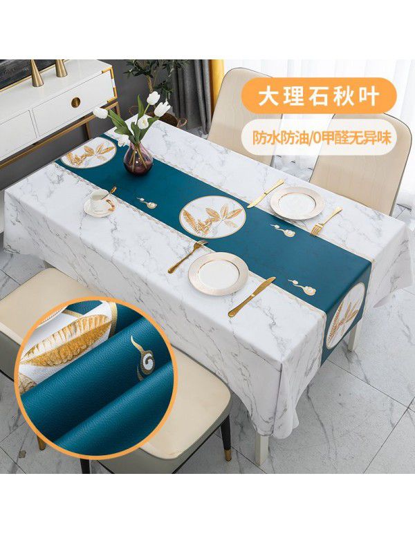 Home Nordic tablecloth waterproof, oil proof, scald proof, wash free table mat, tea table cloth ins style pvc tablecloth spot wholesale