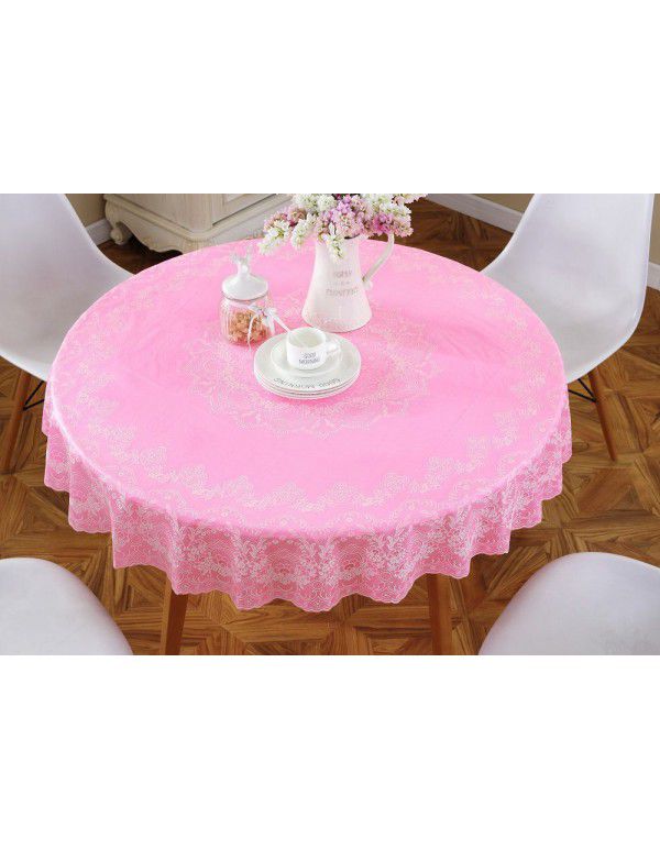 Cross border e-commerce gray big grid tassel imitation cotton linen tablecloth round household