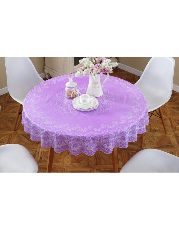 Cross border e-commerce gray big grid tassel imitation cotton linen tablecloth round household