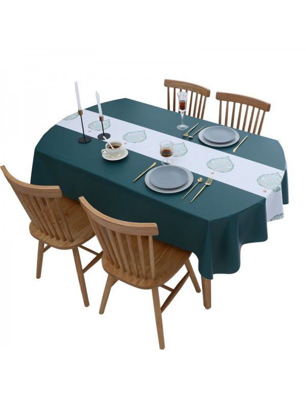 Chinese table cloth waterproof, oil proof, wash free, hot resistant pvc table cloth rectangular oval table mat ins