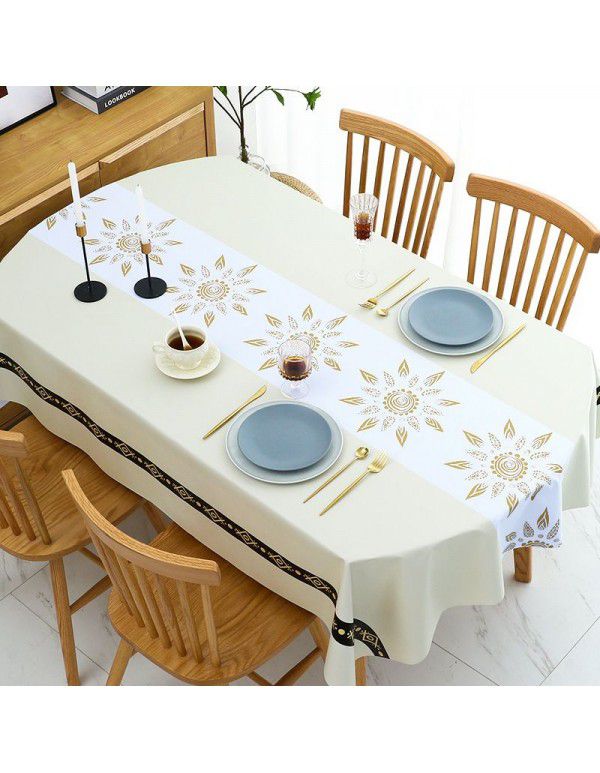 Chinese table cloth waterproof, oil proof, wash free, hot resistant pvc table cloth rectangular oval table mat ins