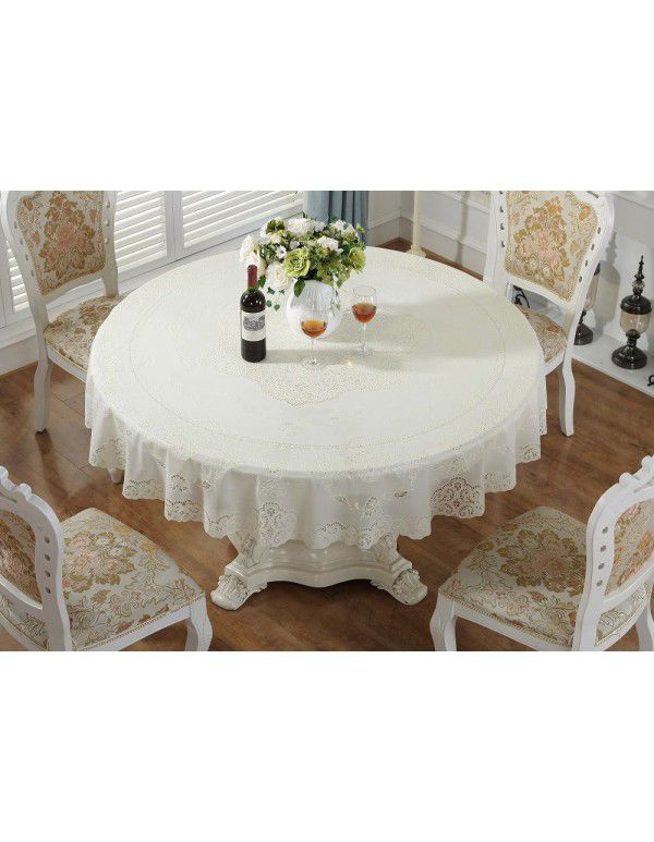 Cross border e-commerce gray big grid tassel imitation cotton linen tablecloth round household