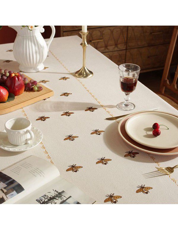 Cartoon Bee American Light and Luxury Cotton Linen Table Cloth Rectangular Table Cloth Living Room Wrapped Table Cloth Tea Table Cushion Cover