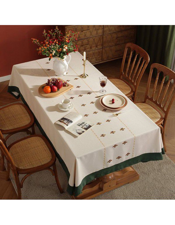 Cartoon Bee American Light and Luxury Cotton Linen Table Cloth Rectangular Table Cloth Living Room Wrapped Table Cloth Tea Table Cushion Cover