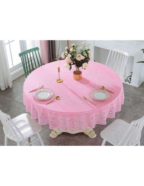 Cross border e-commerce gray big grid tassel imitation cotton linen tablecloth round household