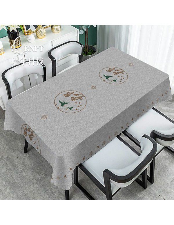 Simple and retro Chinese style national style tablecloth waterproof and oil proof PVC plastic tablecloth rectangular tea table tablecloth