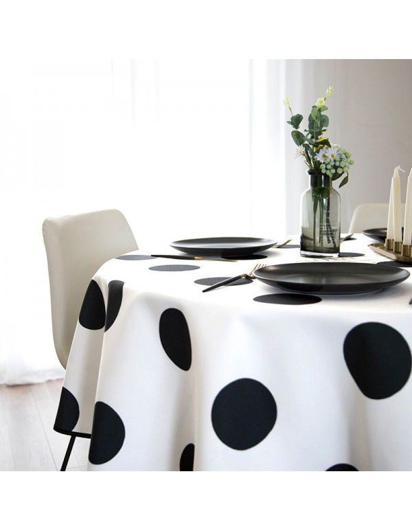 Nordic black polka dot coffee shop, art bar, table cloth, waterproof, oil proof, hot proof, square table cover cloth, round table cloth