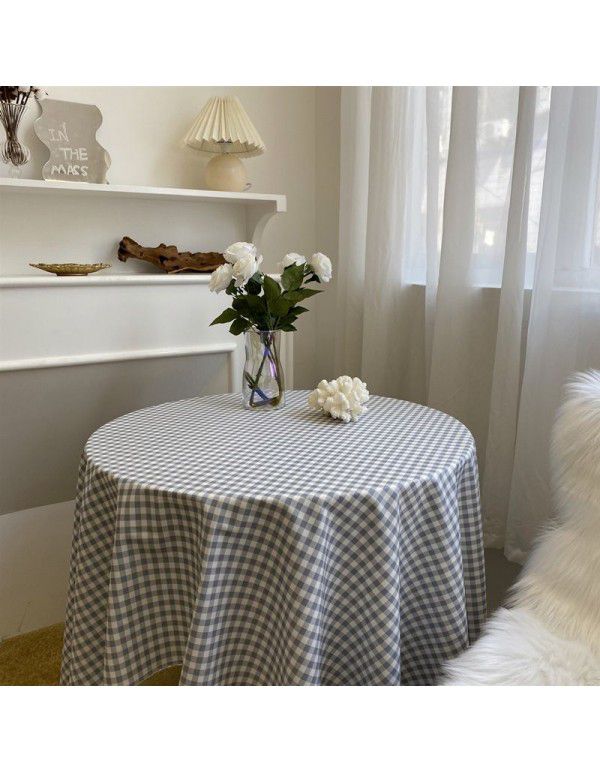 Ins The same Korean style fresh and plain plaid table cloth picnic mat vintage art tea table cloth photo prop cloth