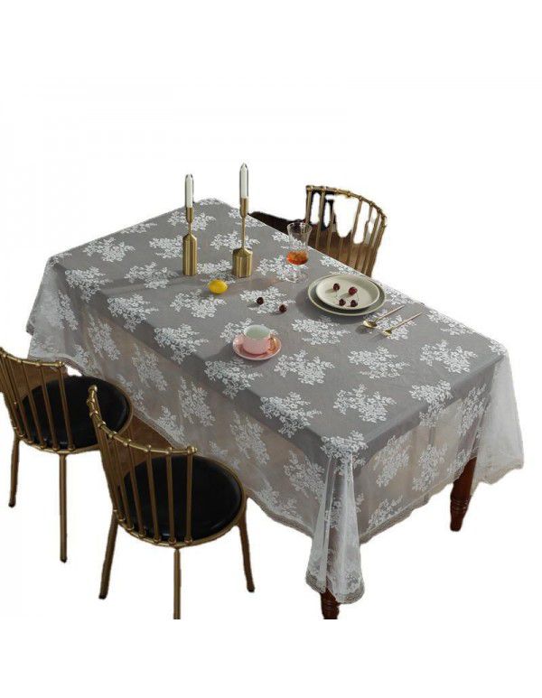 Lace tablecloth European style retro tea table rectangular household white hollowed out dressing table cloth cover cloth