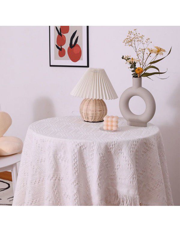 Nordic ins style white tablecloth French tea table mattress bedside desk picnic cloth dustproof sofa towel full cover wholesale