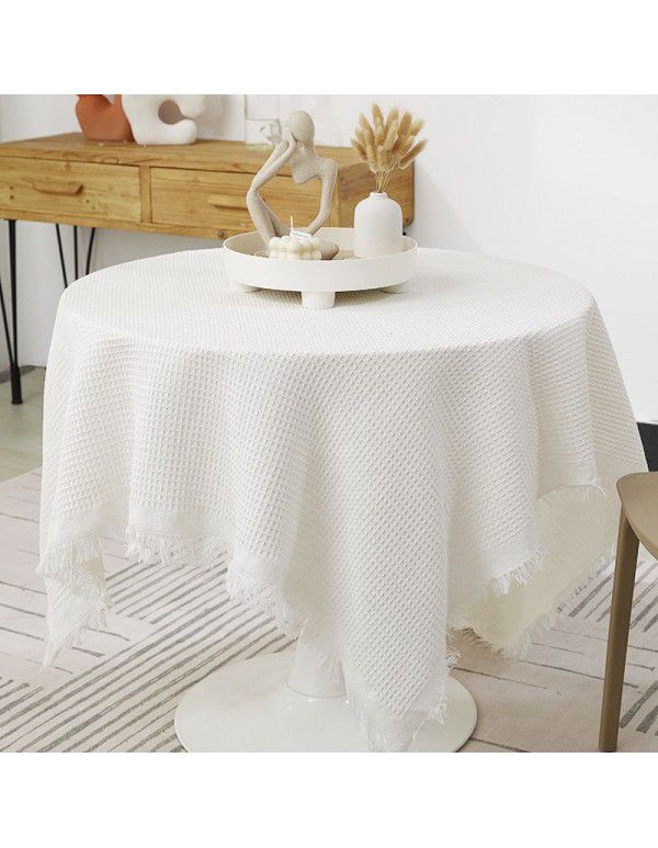 French tablecloth ins Japanese cotton linen white high-grade luxury tea table table table cloth bedside table cloth