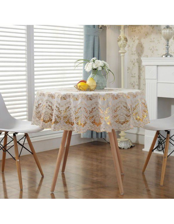 130cm round European style luxury PVC table cloth Modern simple household hotel round table bronzing table cloth