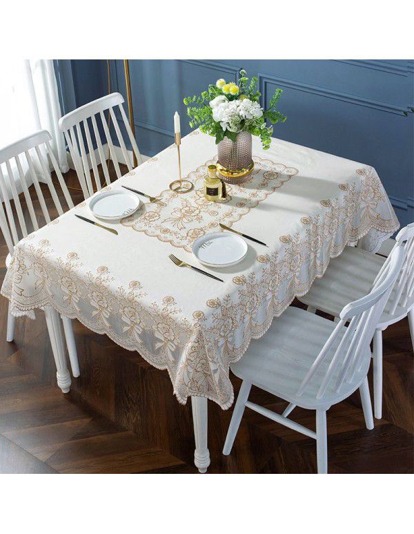 Plastic tablecloth waterproof, antifouling, oil proof, wash free tablecloth PVC table mat European rectangular tea table net red tablecloth