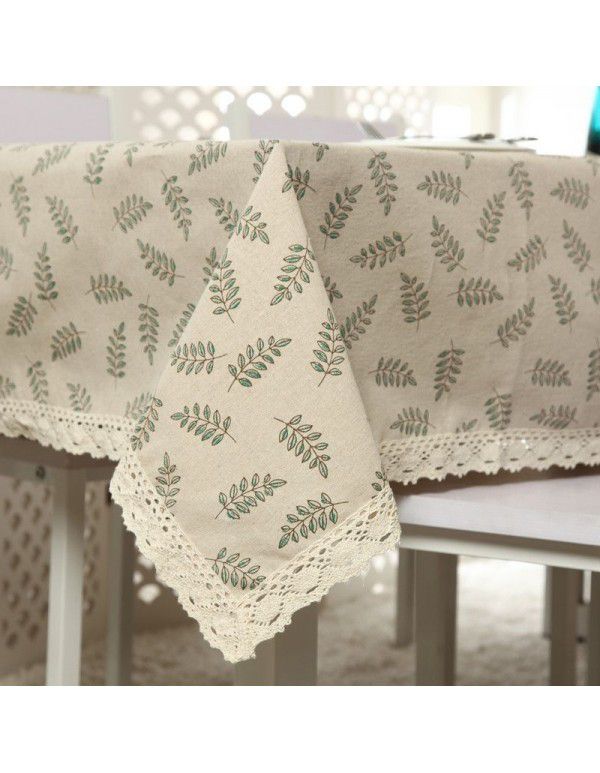 Modern simple polyester cotton fresh green olive branch lace tablecloth tea table table cloth tablecloth cover