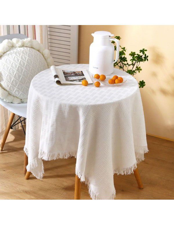 Nordic tea table mat table cloth INS wind white bedside table cloth cover rectangular table table cloth dust cover cloth table mat