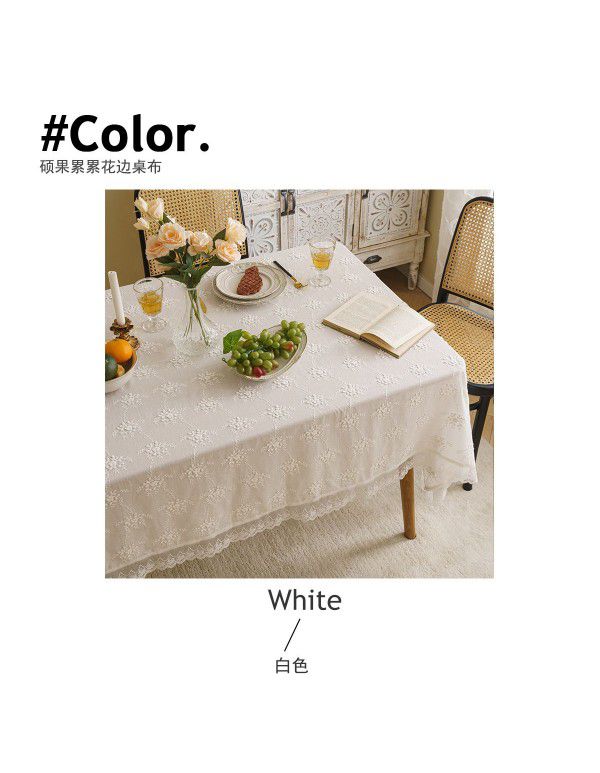 Cross border American tablecloth ins style hollow out three-dimensional embroidery rectangular tablecloth art tea table cloth cover