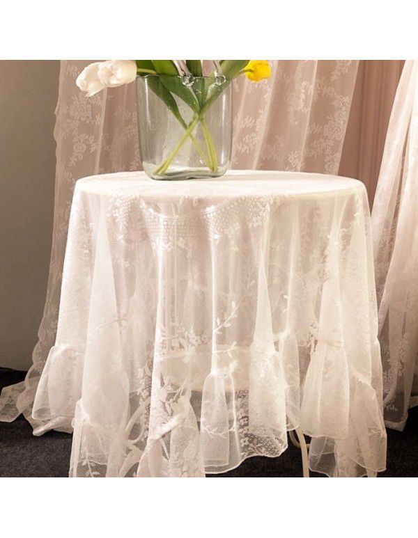 Cross border French rococo ruffle tablecloth American lace ins style hood net red European square table cloth