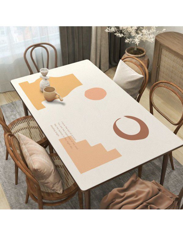 Simple style leather tablecloth waterproof, oil proof, wash free rectangular hot tea table mat PU leather tablecloth table mat