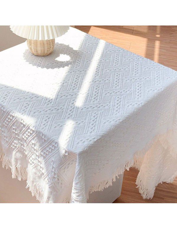 Table cloth ins wind white sense photo background cloth tea table mat desk round table cloth dust-proof cover cloth wholesale